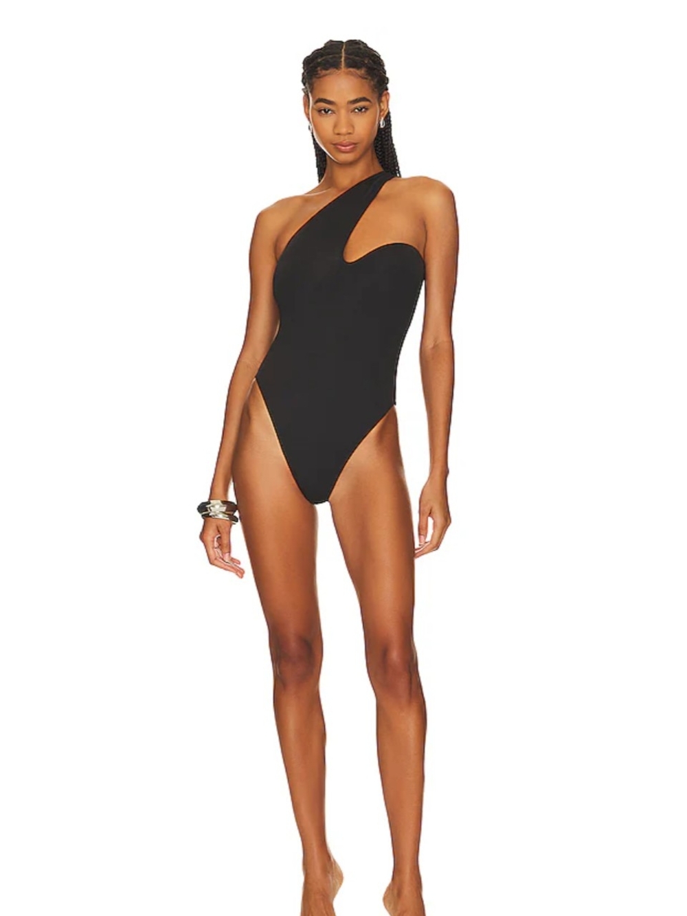 One-Shoulder Black Women's One-Piece Swimsuit